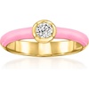image:imageRossSimons 025 Carat BezelSet LabGrown Diamond Ring With Pink Enamel in 18kt Gold Over SterlingDiamond