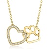 image:imageRossSimons 030 ct tw White Topaz Heart and Paw Print Necklace in 18kt Gold Over Sterling 18 inches