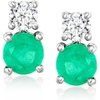image:imageRossSimons 040 ct tw Emerald and 16 ct tw LabGrown Diamond Earrings in Platinum
