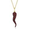 image:imageRossSimons 050 ct tw Garnet Italian Horn Pendant Necklace in 18kt Gold Over Sterling 18 inches