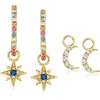 image:imageRossSimons 050 ct tw Multicolored Sapphire and 30 ct tw White Zircon Celestial Hoop Drop Earrings in 18kt Gold Over Sterling
