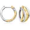 image:imageRossSimons 090 ct tw White Topaz Crisscross Hoop Earrings in Sterling Silver and 18kt Gold Over Sterling