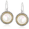 image:imageRossSimons 10511mm Cultured Pearl RopedEdge Drop Earrings in Sterling Silver and 14kt Yellow Gold