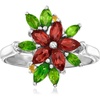 image:imageRossSimons 120 ct tw Garnet and 90 ct tw Chrome Diopside Flower Ring With Citrines in Sterling SilverCitrine