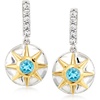 image:imageRossSimons 120 ct tw White and Swiss Blue Topaz Drop Earrings in Sterling Silver and 18kt Gold Over Sterling