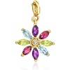 image:imageRossSimons 130 ct tw MultiGemstone Flower Charm With Single Diamond in 18kt Gold Over Sterling