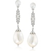 image:imageRossSimons 1511mm Cultured Pearl and 11 ct tw Diamond Drop Earrings in Sterling Silver