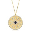 image:imageRossSimons 160 ct tw CZ Evil Eye Medallion Pendant Necklace With Simulated Sapphires in 18kt Gold Over Sterling 17 inches
