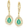 image:imageRossSimons 160 ct tw Emerald and 50 ct tw Diamond Drop Earrings in 14kt Yellow Gold