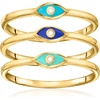 image:imageRossSimons 18kt Gold Over Sterling Jewelry Set 3 Tonal Blue Enamel Evil Eye RingsNo Gemstone