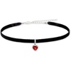 image:imageRossSimons 190 Carat Garnet Heart Choker Necklace With Sterling Silver and Black Velvet Cord 13 inches