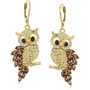 image:imageRossSimons 210 ct tw Smoky Quartz 100 ct tw White Zircon and 20 ct tw Black Spinel Owl Drop Earrings in 18kt Gold Over Sterling