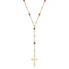 image:imageRossSimons 230 ct tw Garnet Rosary Beads With Cross Necklace in 18kt Gold Over Sterling 16 inches