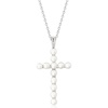 image:imageRossSimons 354mm Cultured Pearl Cross Pendant Necklace in Sterling Silver 18 inches
