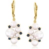image:imageRossSimons 358mm Cultured Pearl and 30 ct tw Sapphire Drop Earrings in 18kt Gold Over Sterling