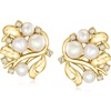 image:imageRossSimons 45mm Cultured Pearl and 20 ct tw White Topaz Vine Earrings in 18kt Gold Over Sterling