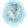 image:imageRossSimons 600 Carat Sky Blue Topaz and 30 ct tw White Zircon Ring With Pastel Blue Enamel in Sterling SilverTopaz