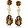image:imageRossSimons 690 ct tw Smoky Quartz Drop Earrings With 20 ct tw White Topaz in 18kt Gold Over Sterling