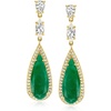 image:imageRossSimons 850 ct tw Emerald and 290 ct tw White Topaz Drop Earrings in 18kt Gold Over Sterling