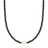 image:imageRossSimons 859mm Cultured Pearl and 445mm Onyx Bead Necklace With 18kt Gold Over Sterling18 Inches