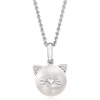 image:imageRossSimons 995mm Cultured Pearl Cat Pendant Necklace With Diamonds in Sterling Silver 18 inches