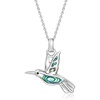 image:imageRossSimons Abalone Shell Hummingbird Pendant Necklace With Black Enamel in Sterling Silver 18 inches