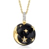 image:imageRossSimons Black Enamel and 10 ct tw White Topaz Moon and Stars Ball Pendant Necklace in 18kt Gold Over Sterling 18 inches