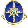 image:imageRossSimons Blue Enamel Turquoise and 20 ct tw White Zircon North Star Ring in 18kt Gold Over SterlingCreated Turquoise