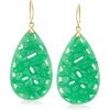 image:imageRossSimons Carved Jade Floral Drop Earrings With 14kt Yellow Gold