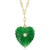 image:imageRossSimons Carved Jade Heart Paper Clip Link YNecklace With Single LabGrown Diamond in 18kt Gold Over Sterling 18 inches