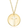 image:imageRossSimons Italian 14kt Yellow Gold Cross Cutout Disc NecklaceNo Gemstone