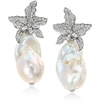image:imageRossSimons Italian 1516mm Cultured Baroque Pearl and 180 ct tw CZ Floral Drop Earrings in Sterling Silver
