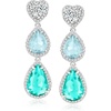 image:imageRossSimons Italian 220 ct tw CZ Heart Drop Earrings With 400 ct tw Simulated Green Tourmalines and 320 ct tw Simulated Aquamarines in Sterling Silver