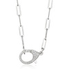 image:imageRossSimons Italian 50 ct tw CZ Oversized Lobster Clasp and Paper Clip Link Necklace in Sterling SilverCubic Zirconia