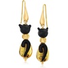 image:imageRossSimons Italian Black and GoldenHued Murano Glass Bead Cat Drop Earrings With 18kt Gold Over Sterling