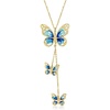 image:imageRossSimons Italian Blue and Cream Enamel Butterfly Necklace in 10kt Yellow Gold 18 inches