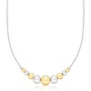 image:imageRossSimons Italian Sterling Silver and 18kt Gold Over Sterling Graduated Bead CableChain Necklace 18 inches