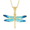 image:imageRossSimons Italian Tonal Blue Enamel and 18kt Yellow Gold Dragonfly Pendant Necklace18 Inches