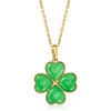 image:imageRossSimons Jade 4Leaf Clover Pendant Necklace in 18kt Gold Over Sterling 18 inches