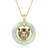 image:imageRossSimons Jade Tiger Head Pendant Necklace in 18kt Gold Over Sterling 18 inches