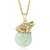 image:imageRossSimons Jade and 70 ct tw White Topaz Frog Pendant Necklace With Sapphires in 18kt Gold Over Sterling 18 inches