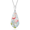 image:imageRossSimons MotherOfPearl and Multicolored Enamel Flamingo Mosaic Pendant Necklace in Sterling Silver and 18kt Rose Gold Over Sterling 18 inches