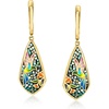 image:imageRossSimons Multicolored Enamel and Abalone Shell Hummingbird Mosaic Drop Earrings in 18kt Gold Over Sterling