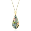 image:imageRossSimons Multicolored Enamel and Abalone Shell Hummingbird Mosaic Pendant Necklace in 18kt Gold Over Sterling 18 inches
