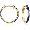 image:imageRossSimons NavyBlue Enamel and Diamond Hoop Earrings in 18kt Gold Over Sterling