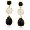 image:imageRossSimons Onyx and MotherOfPearl Geometric Drop Earrings in 18kt Gold Over Sterling