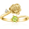 image:imageRossSimons Poppy FlowerAugust Birthstone Ring With 20 Carat Peridot and Single LabGrown Diamond in 18kt Gold Over SterlingDiamond