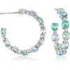 image:imageRossSimons RhodiumPlated Hoop Earrings With Simulated Tonal Blue Gemstones and 420 ct tw Czs