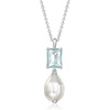 image:imageRossSimons RhodiumPlated Necklace With Simulated Blue Gemstone and Pearl 18 inches
