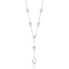 image:imageRossSimons RhodiumPlated YNecklace With Simulated Blue Gemstones and Pearl 18 inches